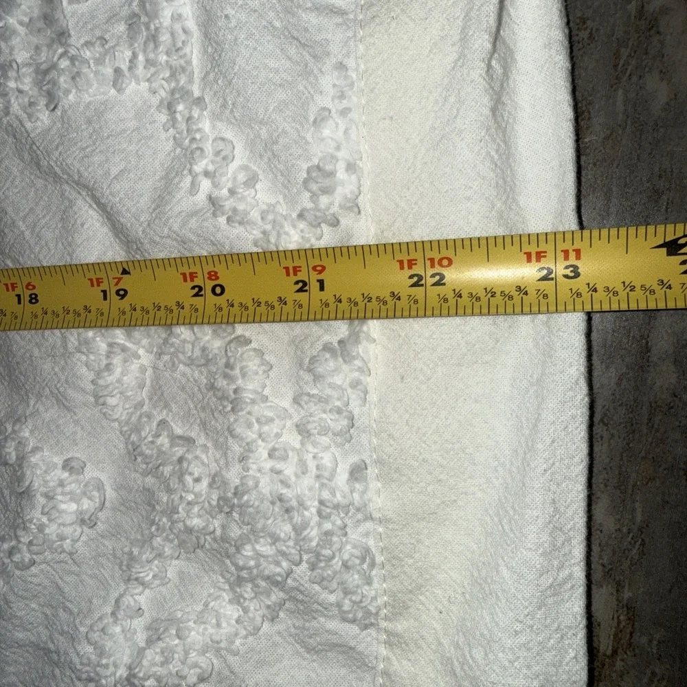 Vintage Madison Park White Chenille Floral Bedspread 2 Shams Boho 121X101 King